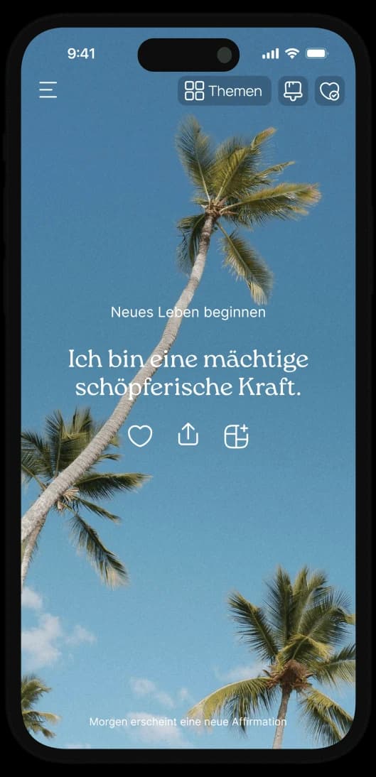 Tägliche Affirmation in der VISIYA App auf einem iPhone