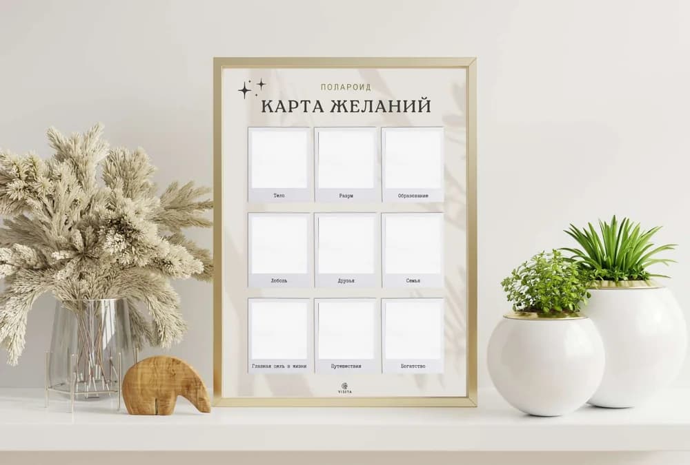 Шаблон для карты желаний в стиле полароид
