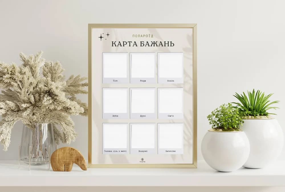 Шаблон для карти бажань у стилі полароїд