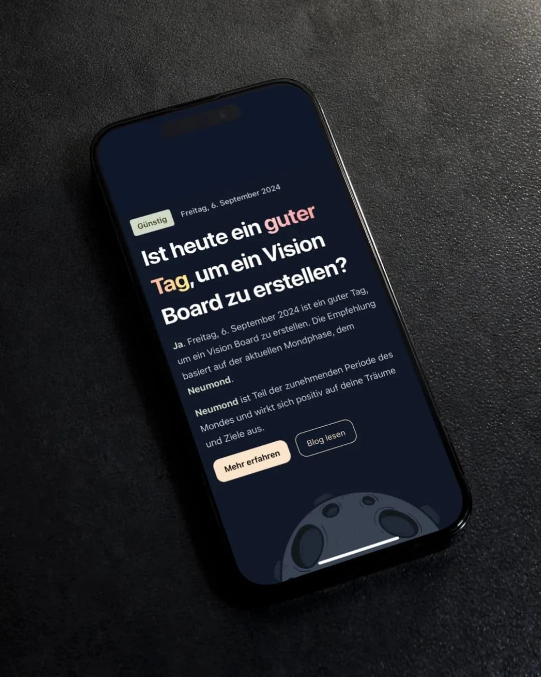 Im Einklang mit der Mondphase — VISIYA Vision-Board-App
