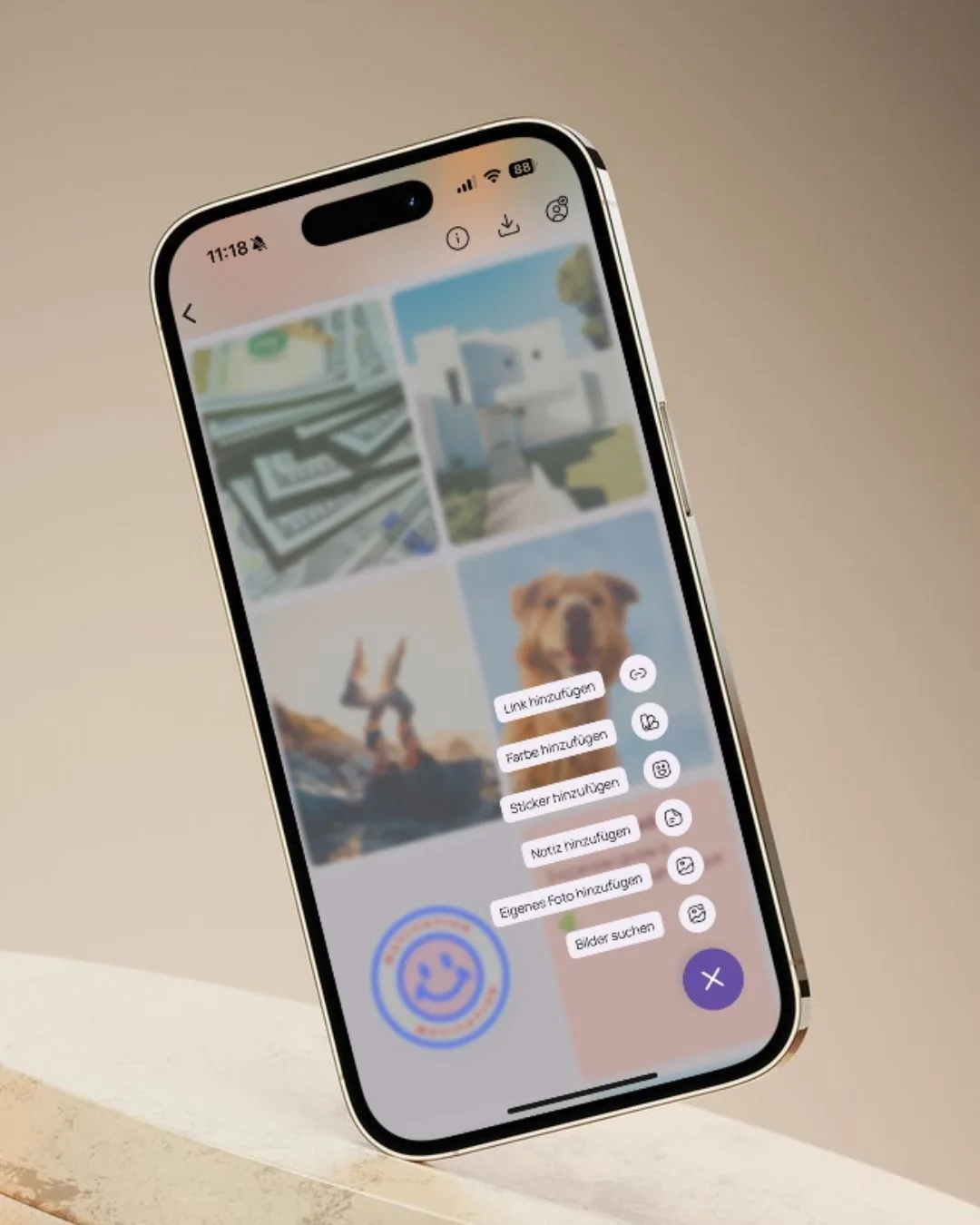 Unbegrenzte Fotos, Notizen, Links & Sticker — VISIYA Vision-Board-App
