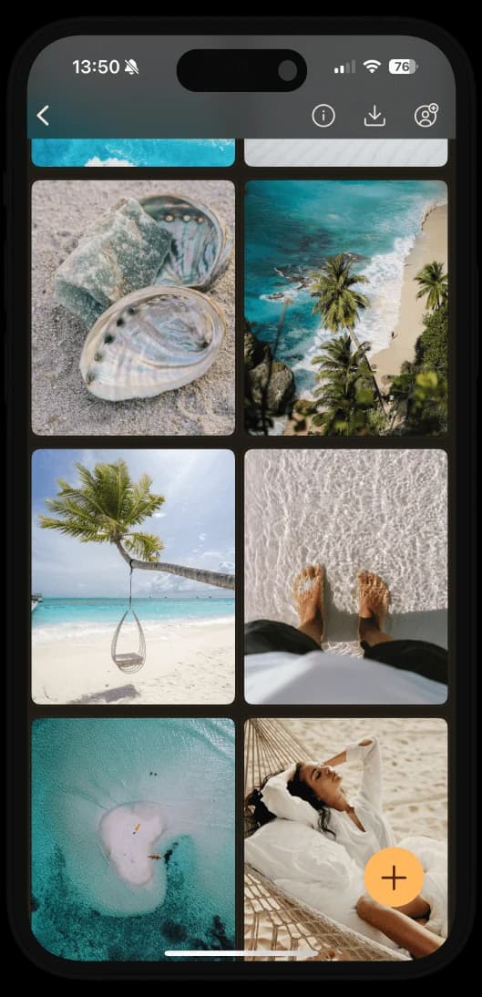 Travel vision board with beach and ocean scenes