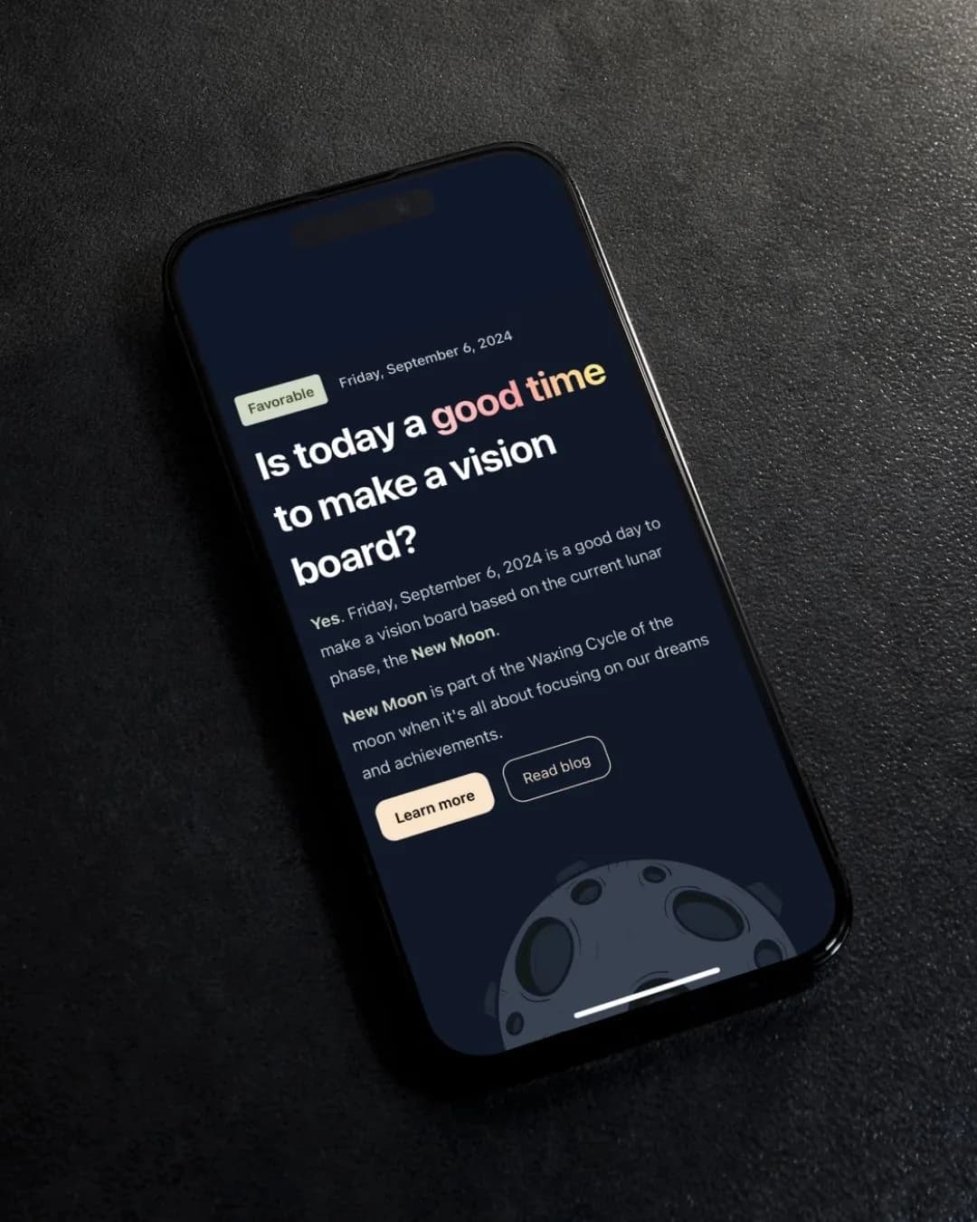 Aligned with lunar energy — VISIYA vision board app