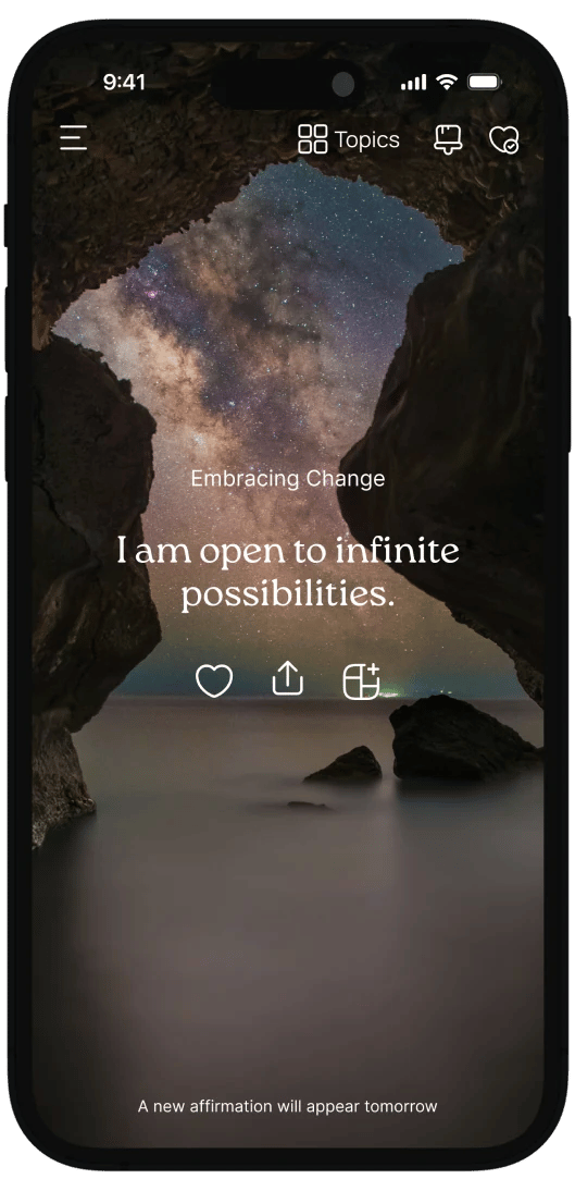 Self-love affirmation styled in the VISIYA app