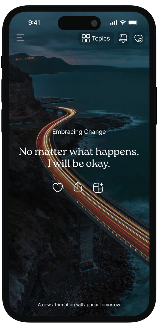 Self-belief affirmation on the home screen
