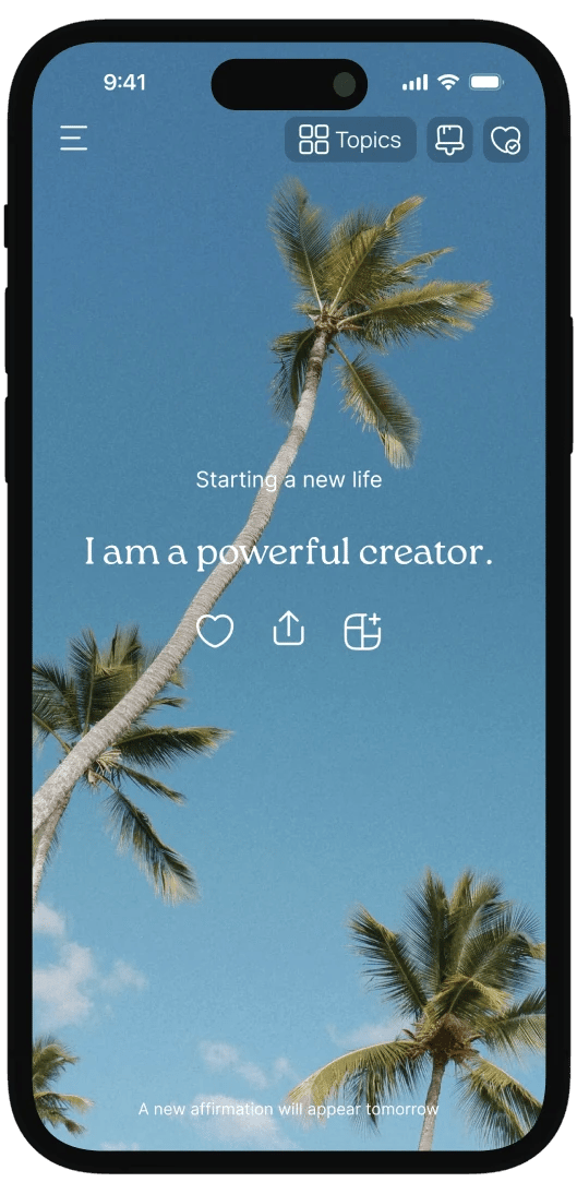 Daily affirmation shown in the VISIYA app on an iPhone