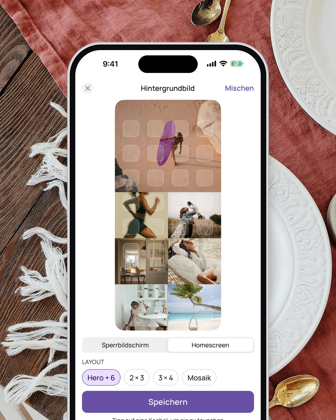 Der Hintergrundbild-Editor von VISIYA macht aus den Bildern eines Boards ein iPhone-Hintergrundbild, mit VISIYA Plus