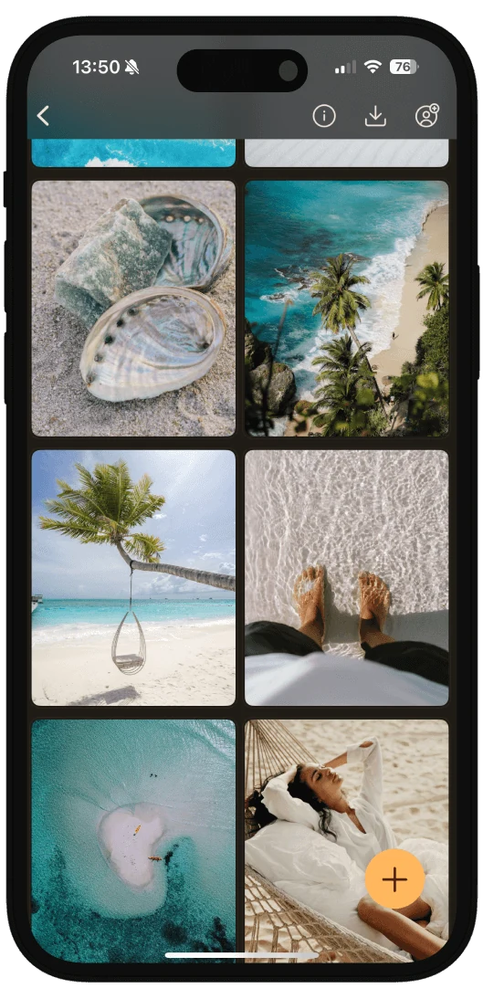 Vision Board für Selbstfürsorge mit Hängematte, Tee und Journal