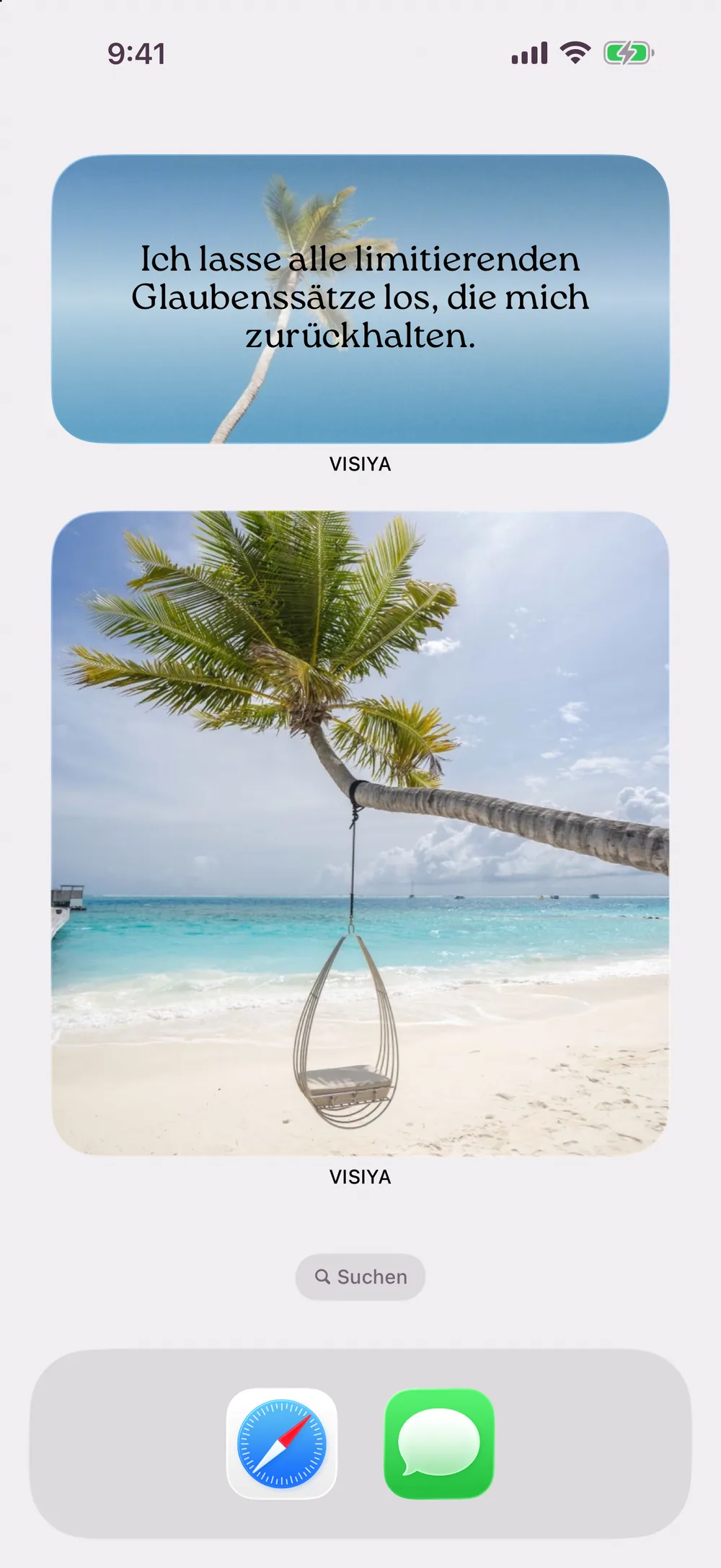 Das Widget für den Home-Bildschirm — VISIYA Affirmationen-App