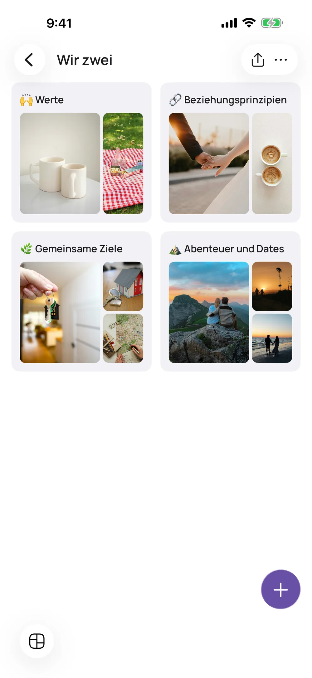Vision Board für Paare in der VISIYA App