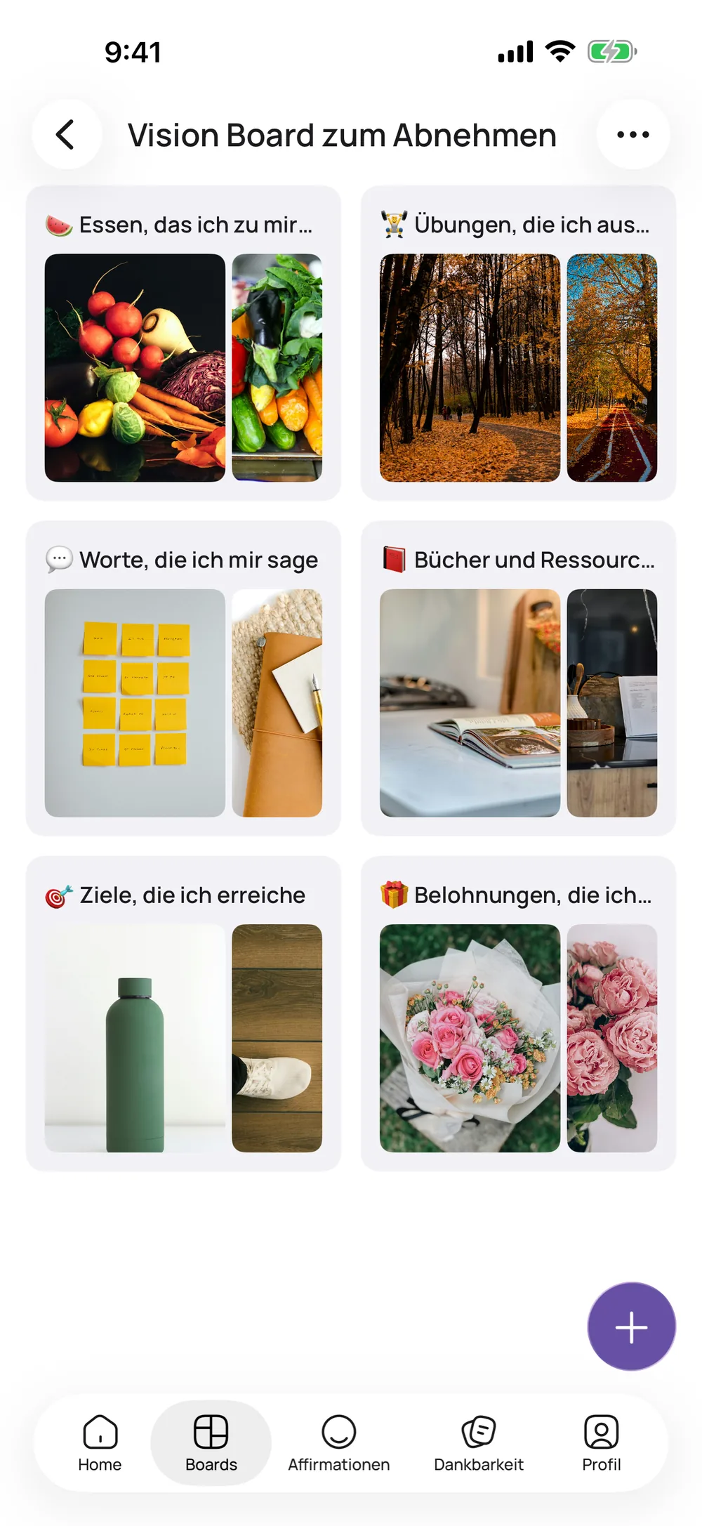 Vision Board zum Abnehmen in der VISIYA App