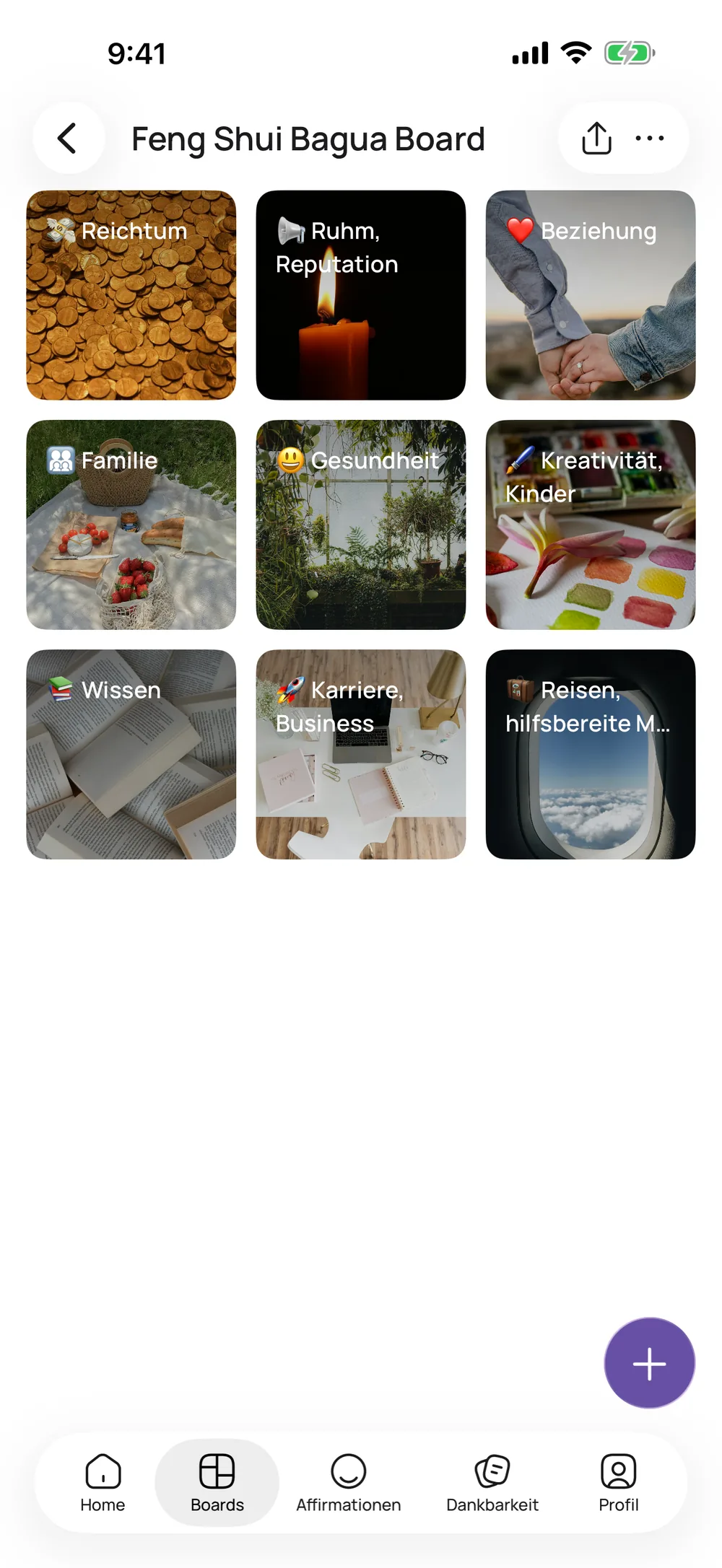 Feng Shui Bagua Board in der VISIYA App