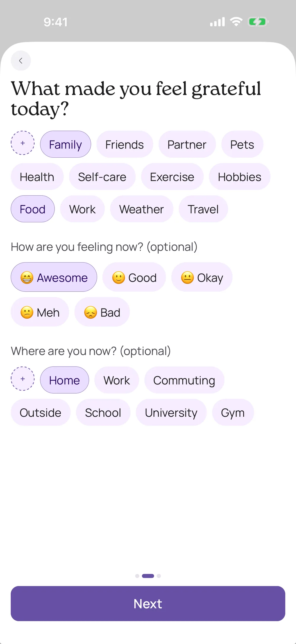 One entry in two minutes — VISIYA gratitude journal app