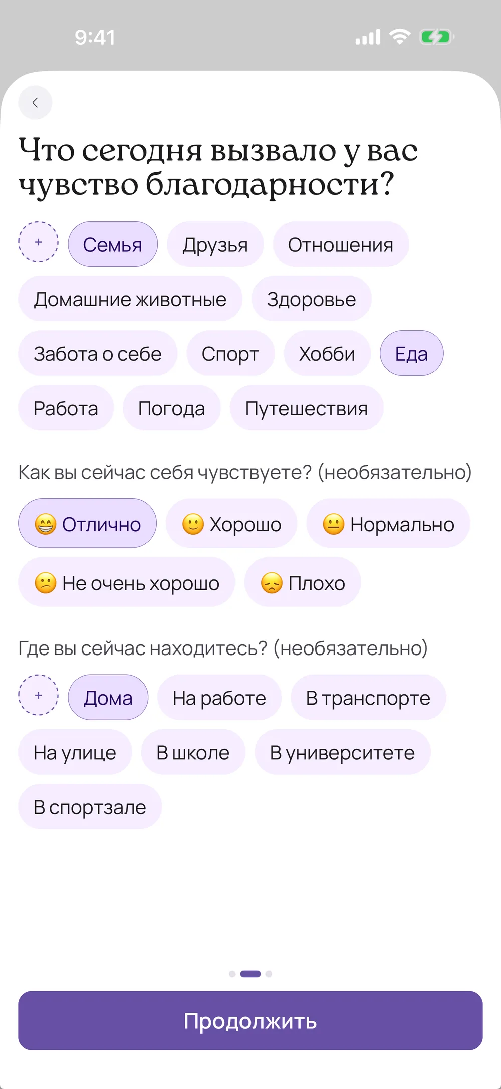 Запись за две минуты — дневник благодарности в приложении VISIYA