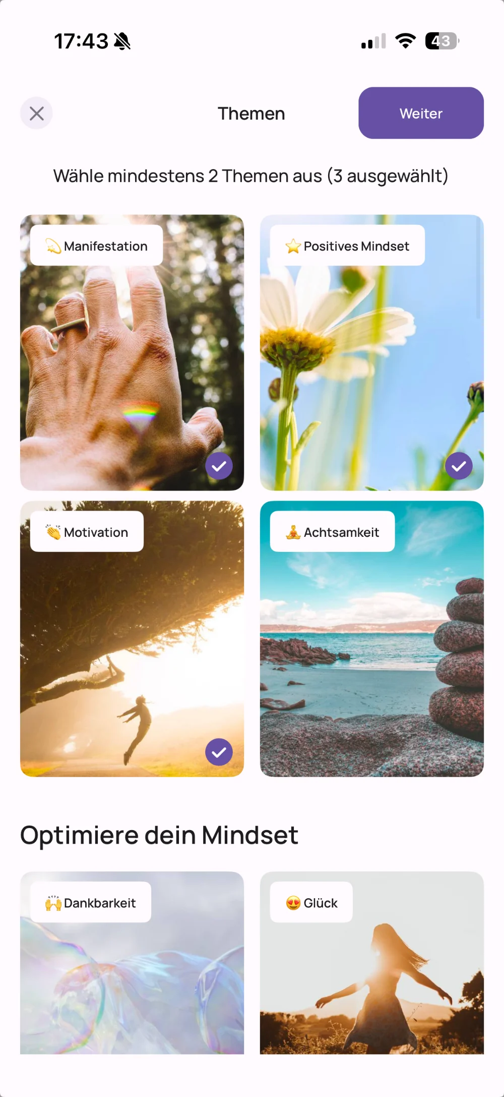 Affirmationskategorien in der VISIYA App