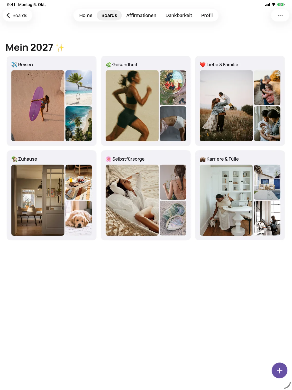 Ein Vision Board für 2027 in VISIYA auf dem iPad