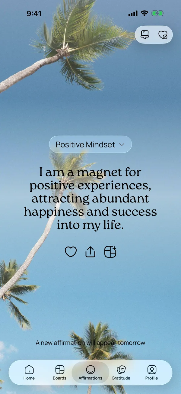 The daily affirmation in the VISIYA app